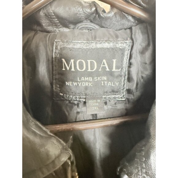 Original Modal Black Lambskin Leather Jacket Embroidered Diamonds $$ 3XL Read - Picture 4 of 13